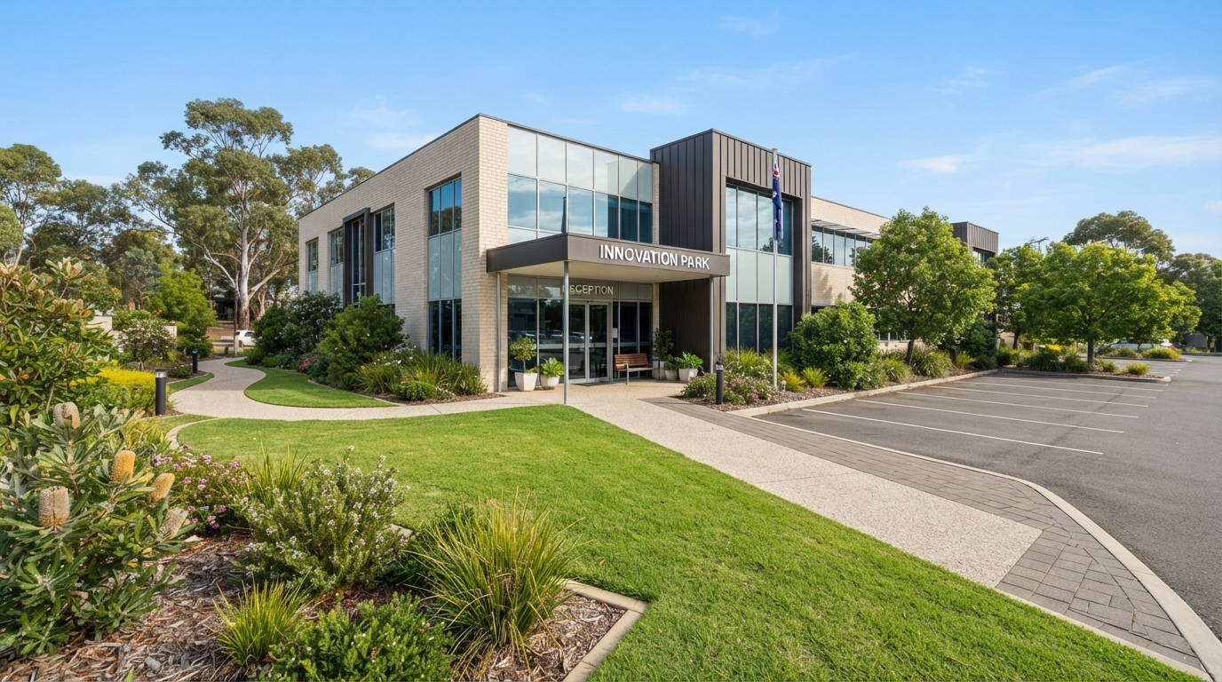 Maintained grounds and frontage at a commercial site in Truganina Melbourne's west