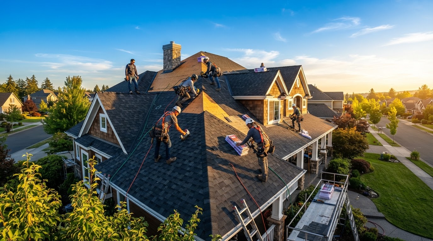 Glory Roofing and Construction team installing a new roof in Dallas-Fort Worth