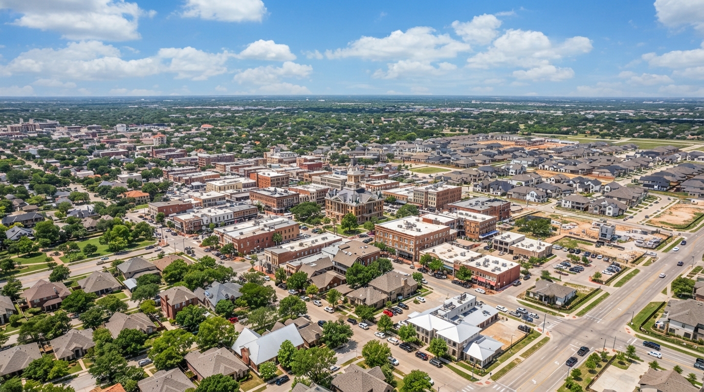 McKinney Texas skyline and rooftops