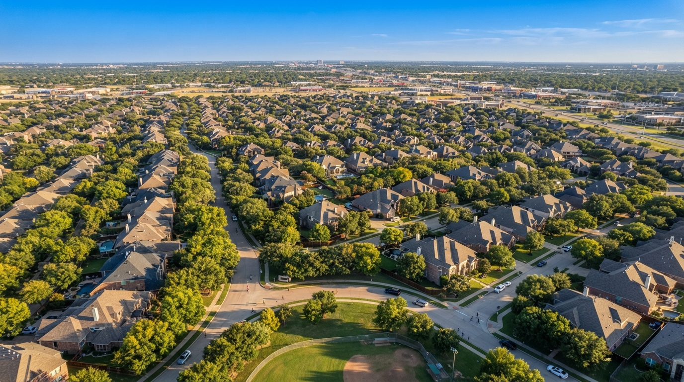 Mesquite Texas skyline and rooftops