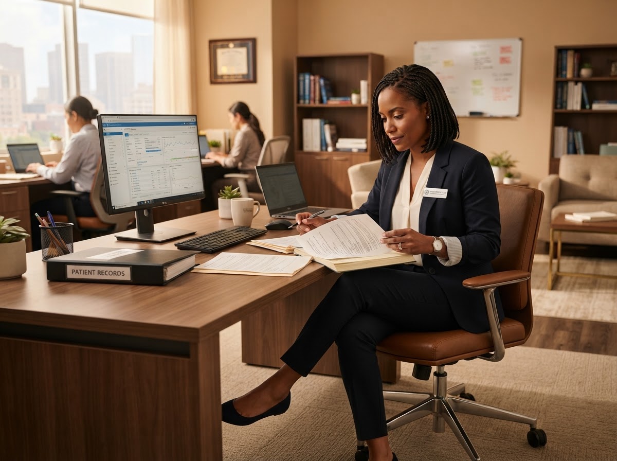 Nurse Consultant Reviewing Medical Records