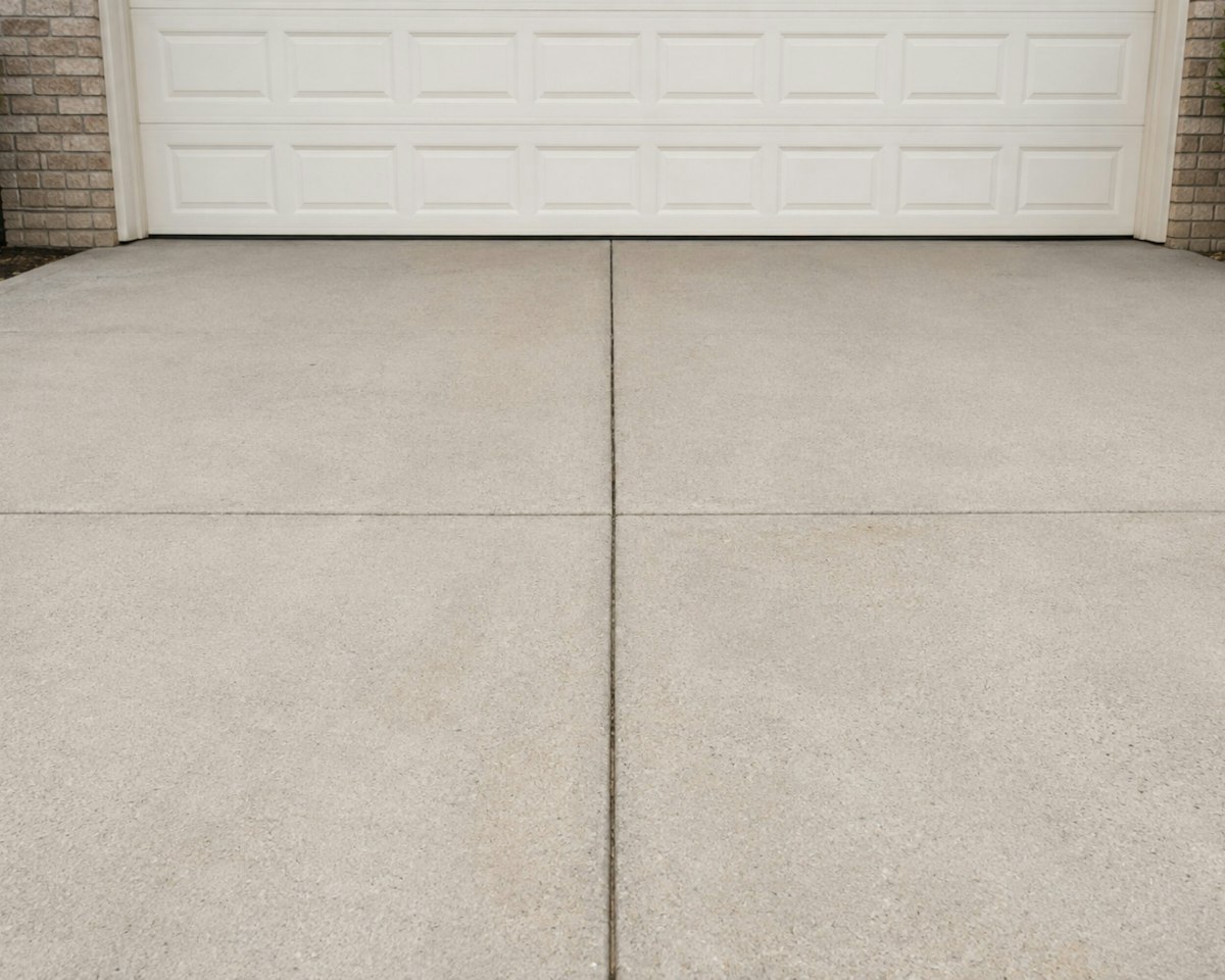 New concrete driveway in front of a residential garage in Arlington TX