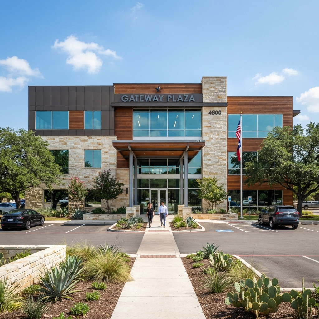 Commercial building exterior remodel with modern facade