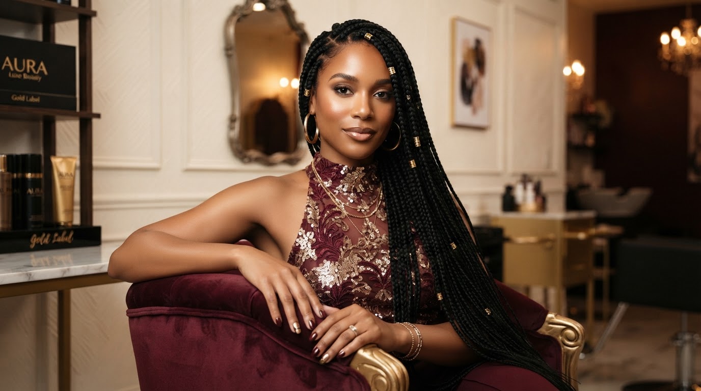 Elegant box braids by African Glamour Braids