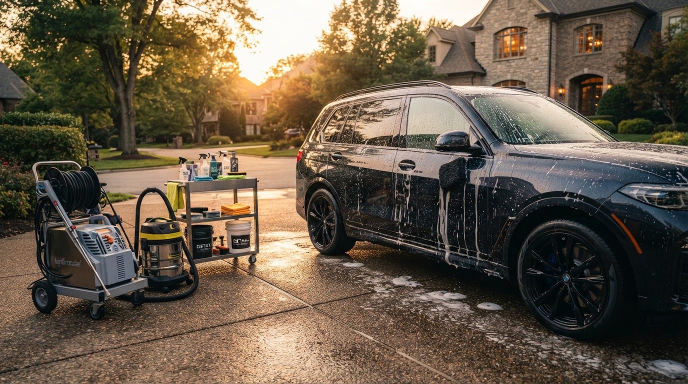 Lake Wylie Detailing services — professional mobile auto detailing including interior cleaning, exterior wash, ceramic wax protection, boat, RV, and fleet detailing in Lake Wylie SC