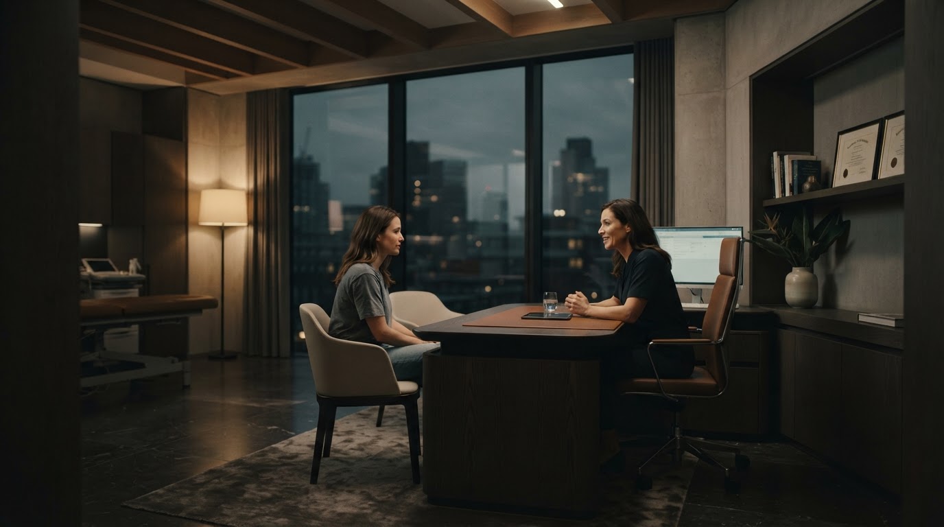 Modern medical consultation room with natural light