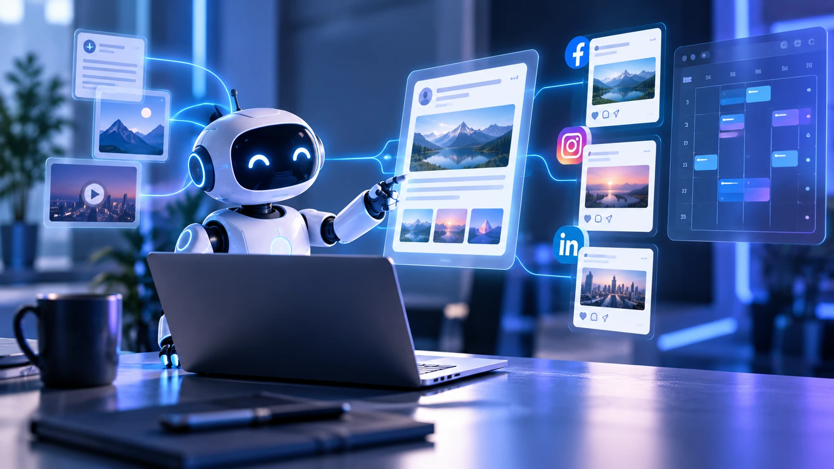 AI social media automation and scheduling of social media posts