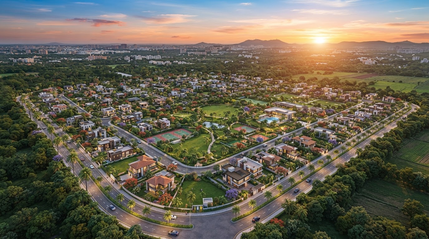 Bangalore residential development at golden hour