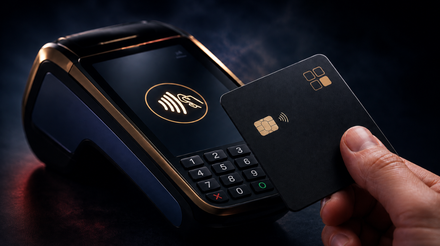 Premium payment terminal close-up