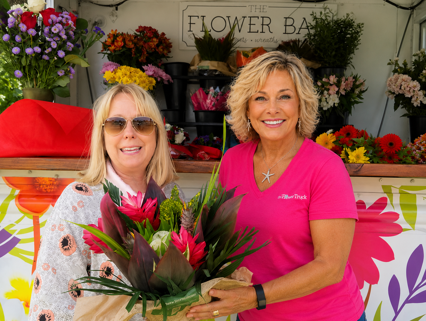 Shirley Braune at The Flower Truck flower bar