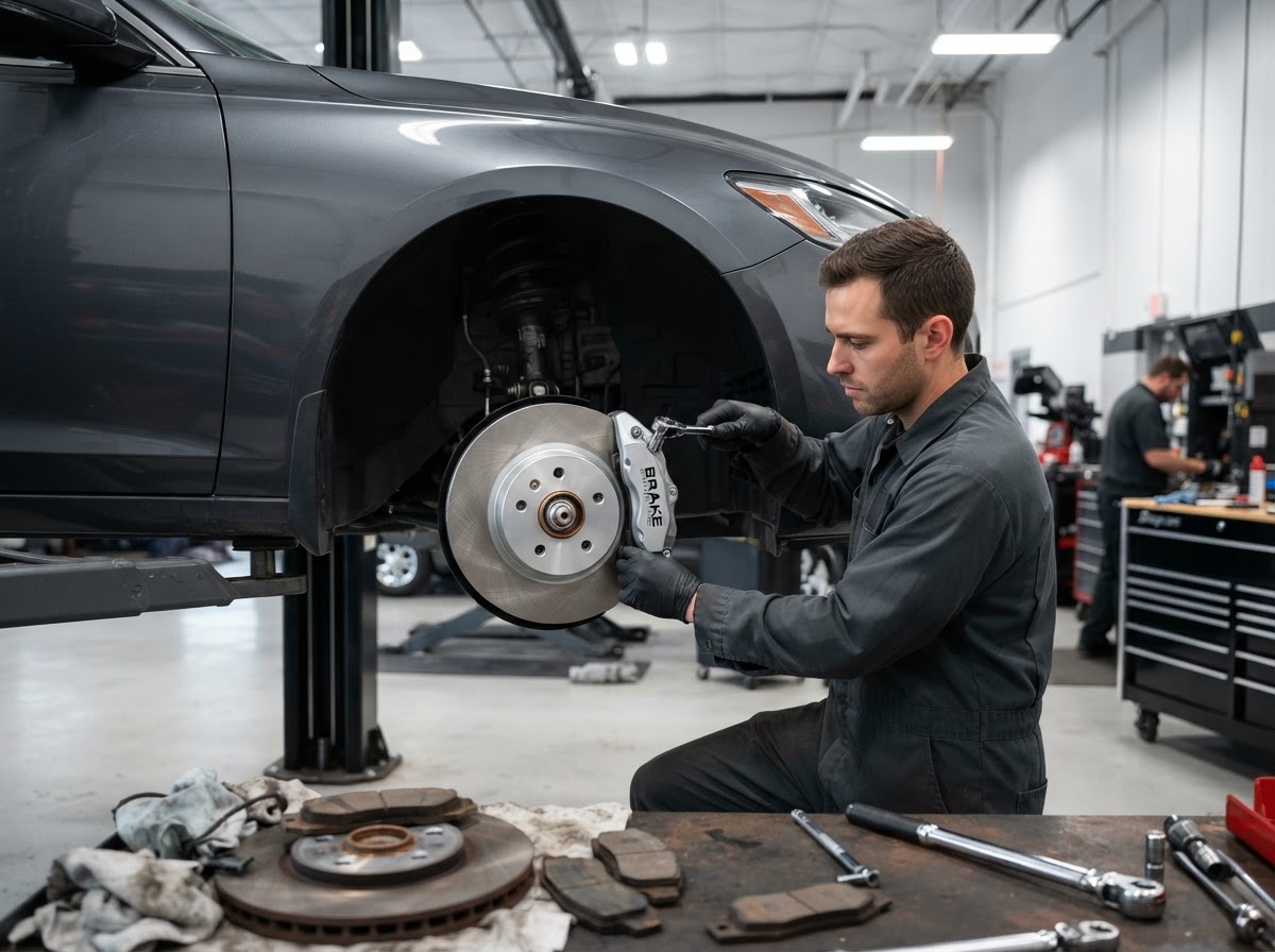 Brake service being performed at Build Right Transmission Houston