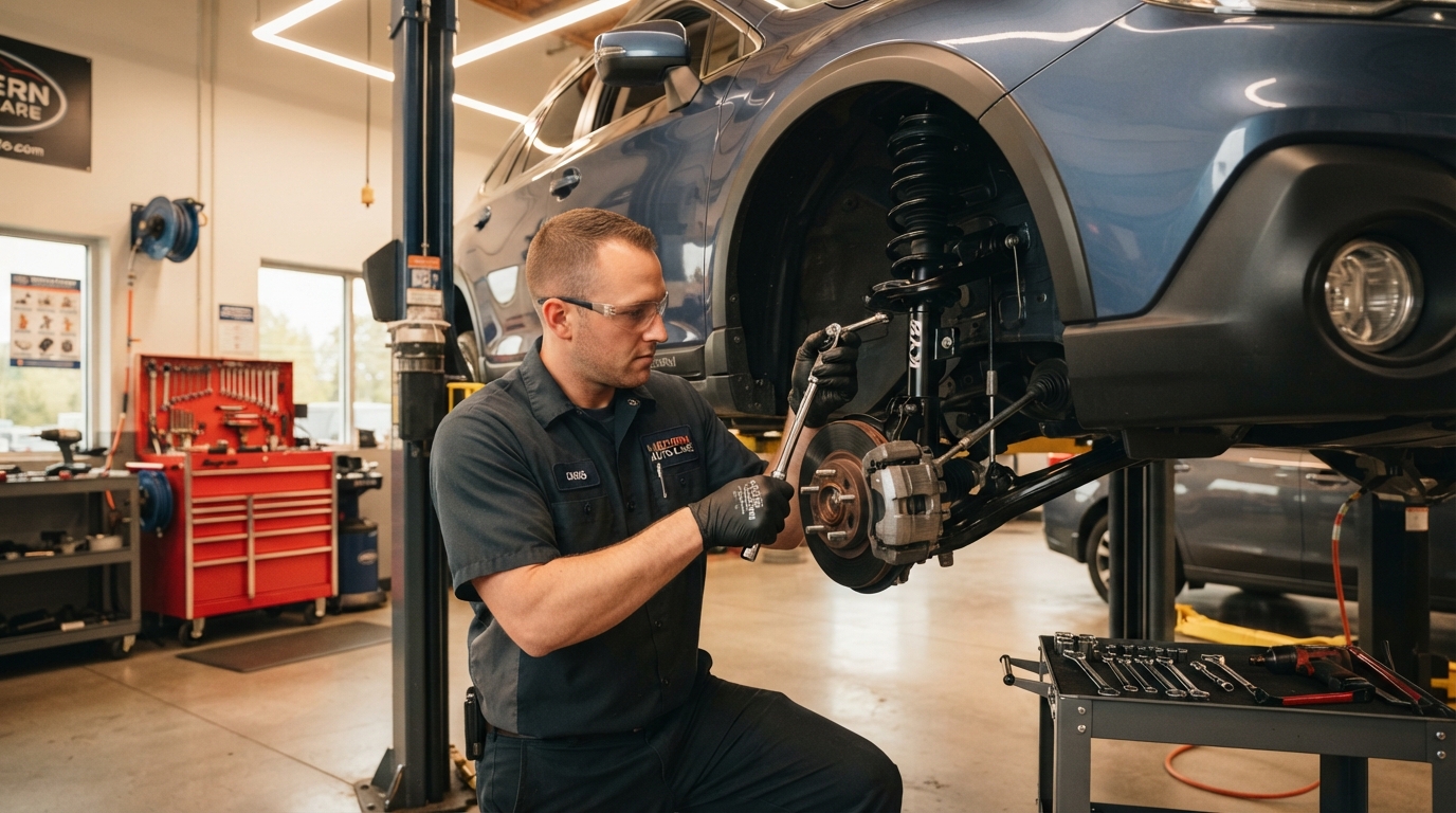 Front end and suspension repair being performed at Build Right Transmission Houston