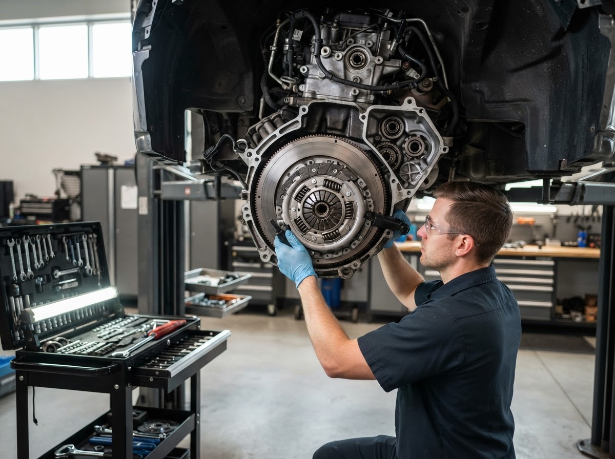 Clutch replacement being performed at Build Right Transmission Houston
