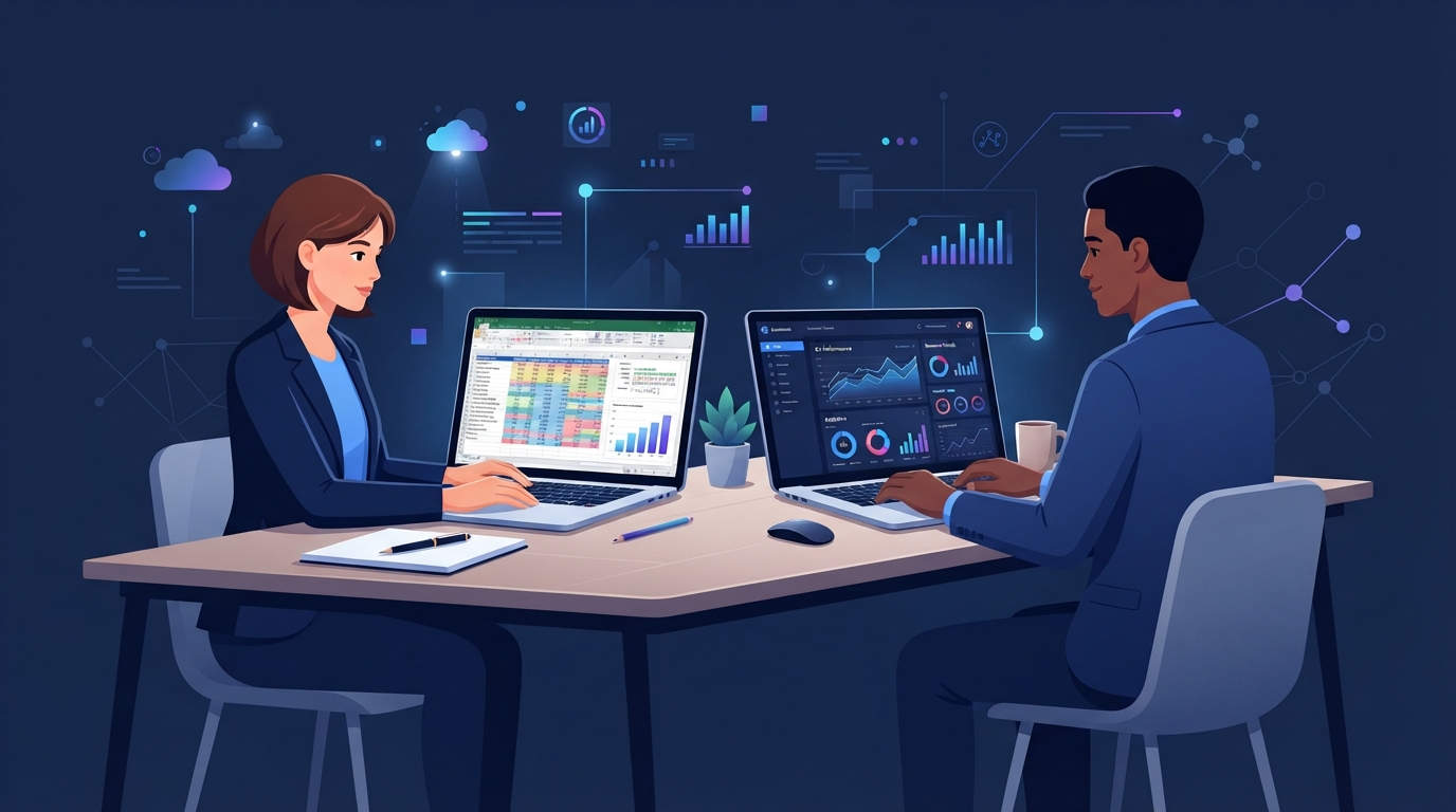 Data entry team organizing and processing business data