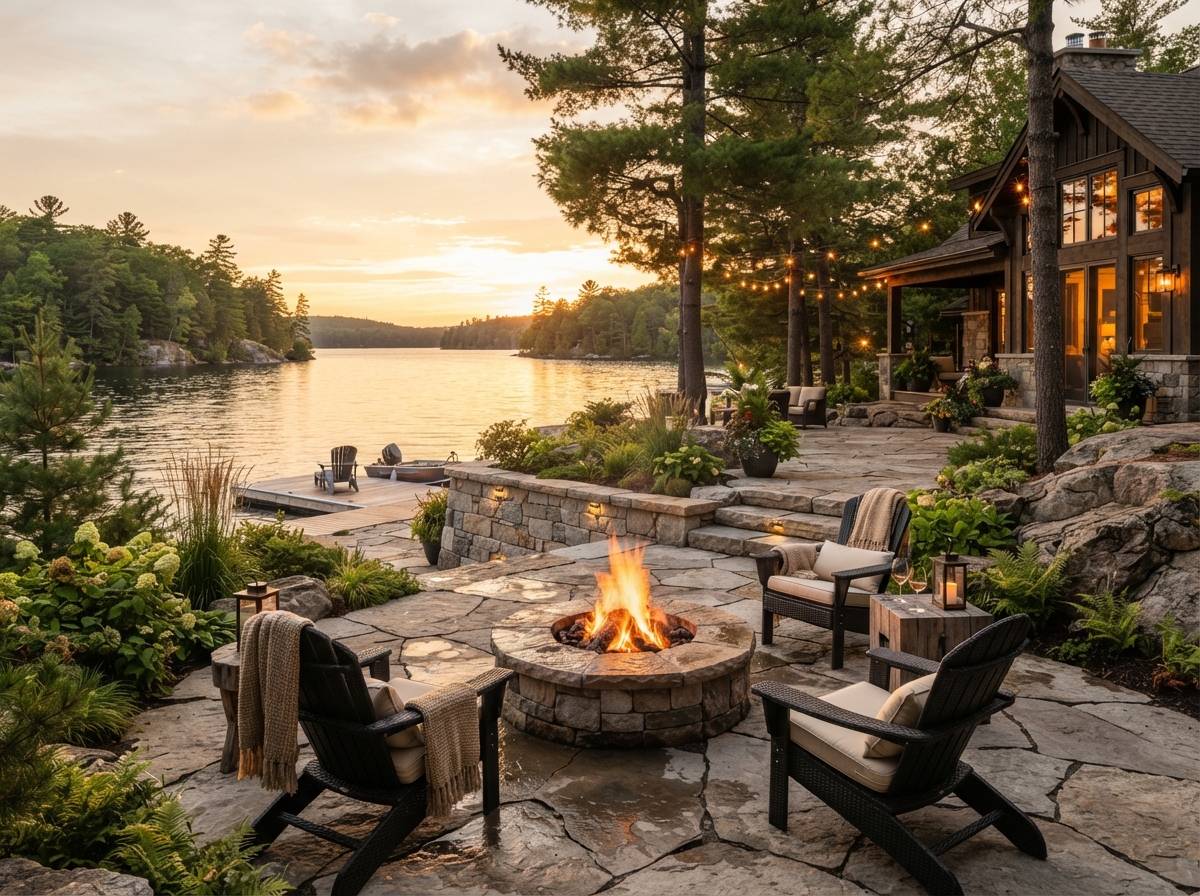 Lakefront Fire Pit Patio