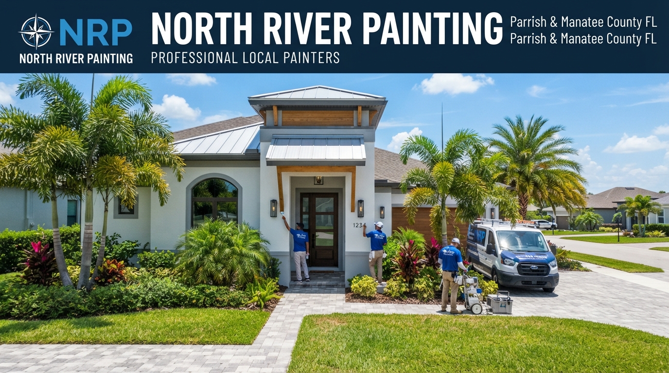 Freshly painted modern home exterior in Parrish Florida