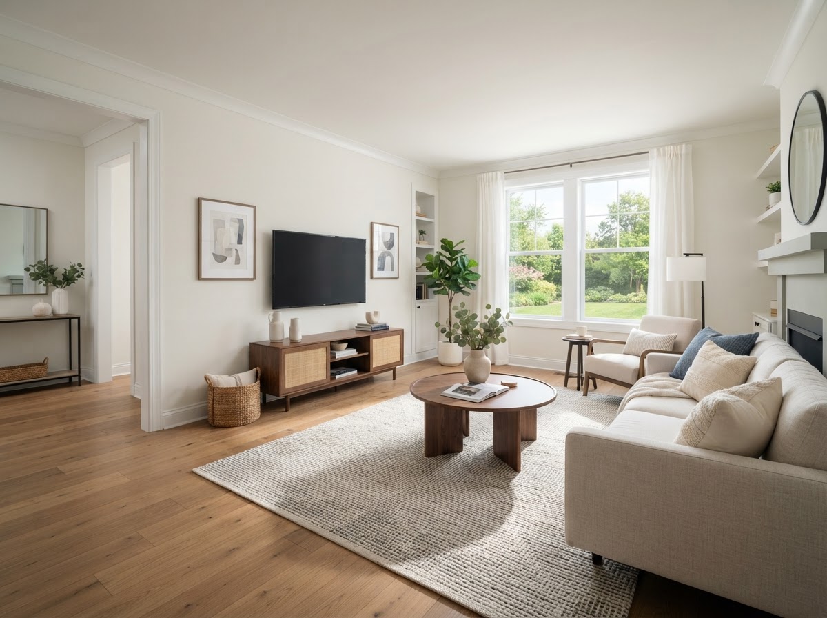 Living Room — restored state, illustrative concept