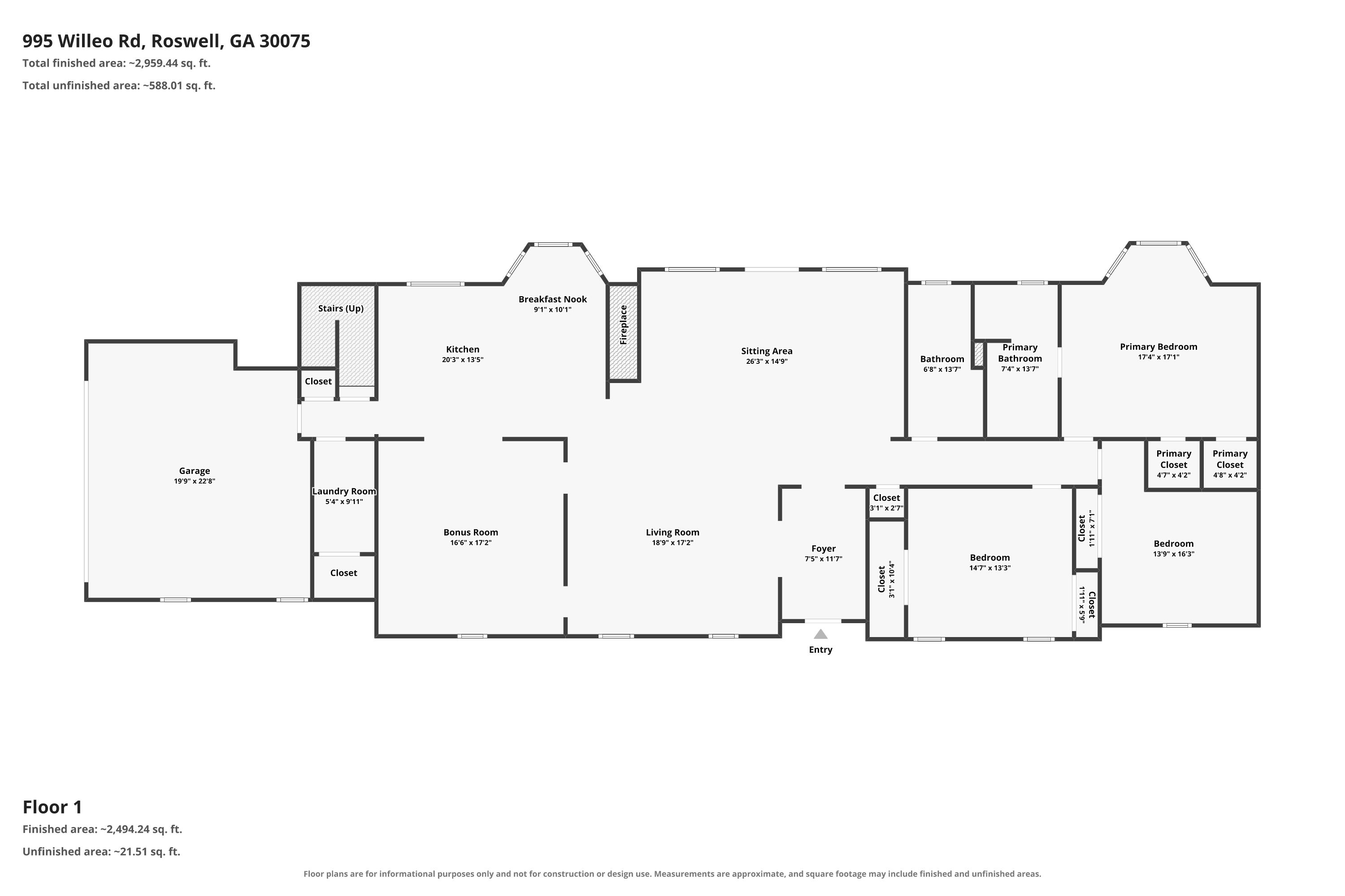 Main Level Architectural Floor Plan (Floor 1)
