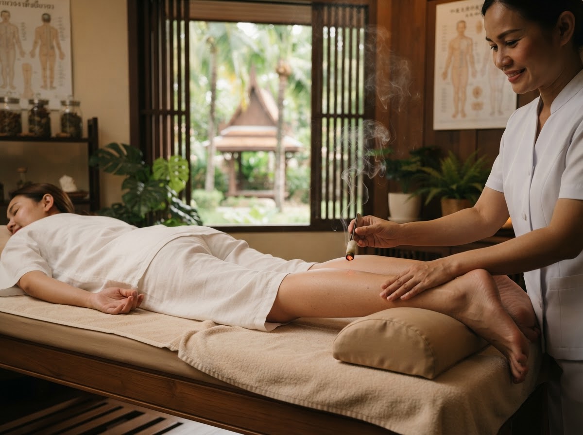Moxibustion at YinYang Wellness Bangkok — licensed TCM treatment near BTS Asok