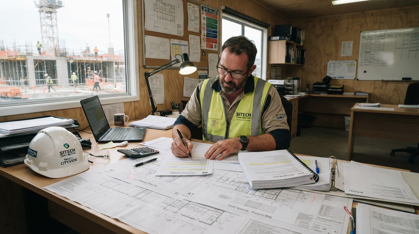 Organised contractor information pack with company profile, compliance certificates and project references