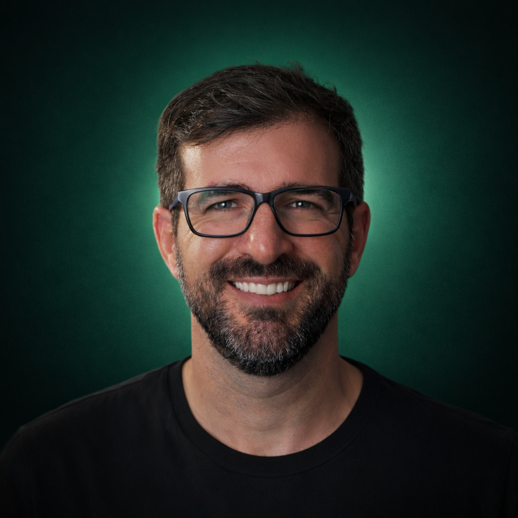 Danilo Riba, founder of Green Wave Creative, standing in the Ballina office