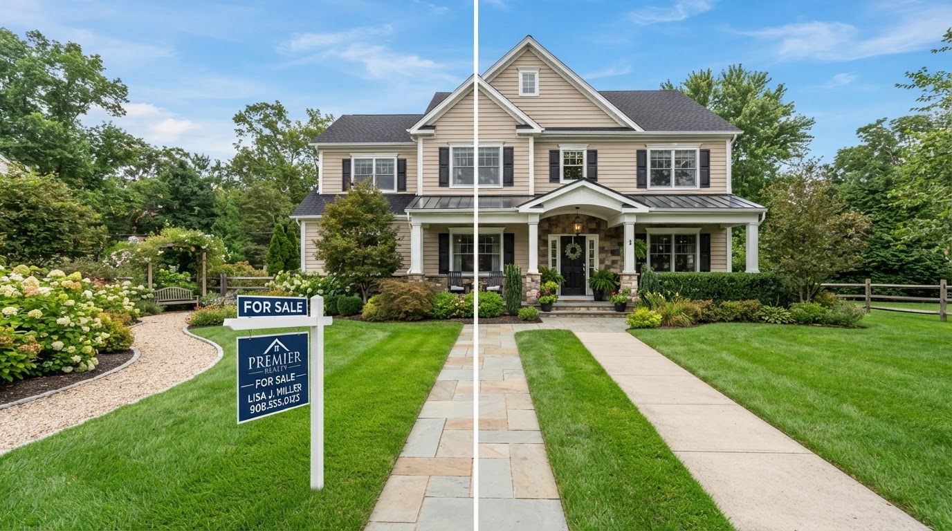 New Jersey home with For Sale sign, cash offer vs listing comparison