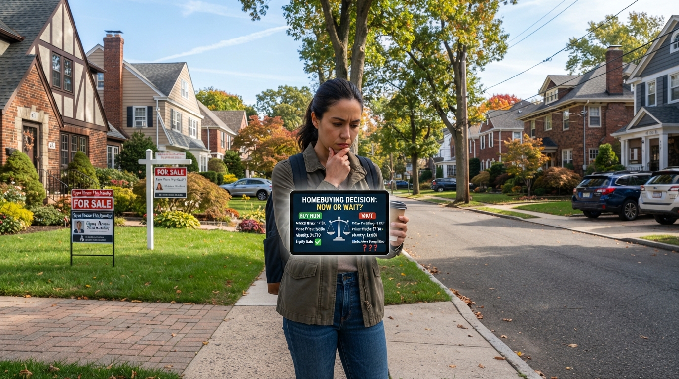 New Jersey neighborhood with homes and a decision concept