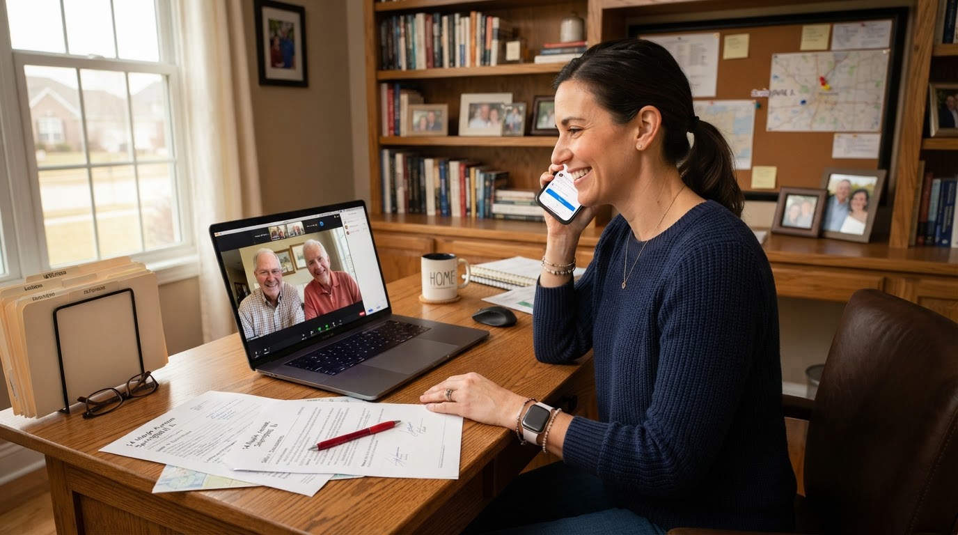 Out-of-state family coordinating a home sale virtually