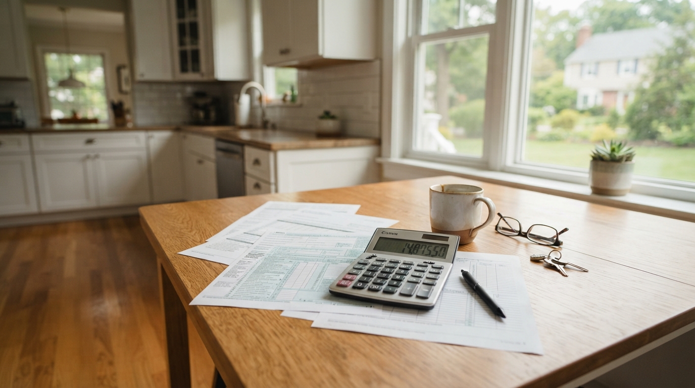 New Jersey home with property tax documents on a kitchen table