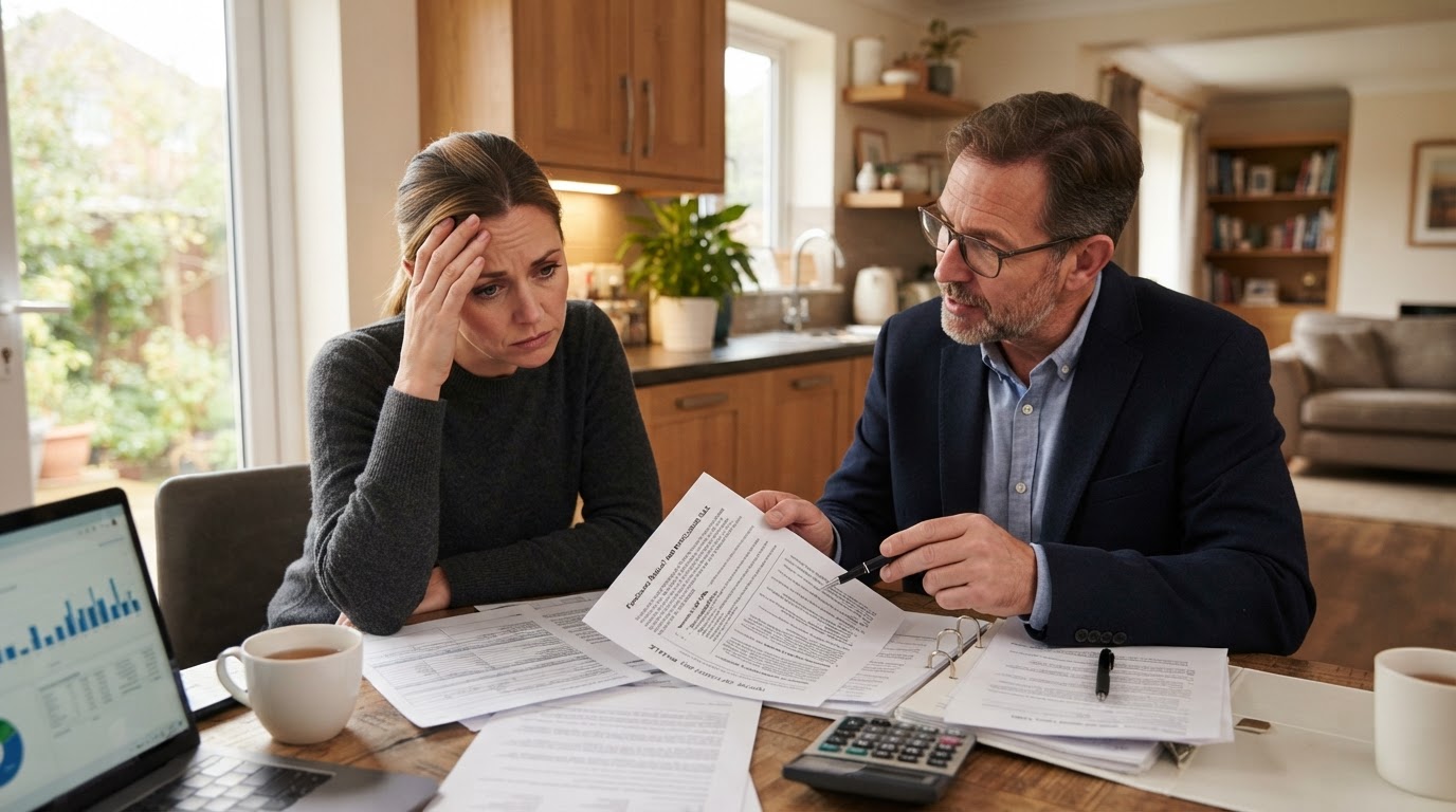 Homeowner reviewing financial options and documents with a professional advisor