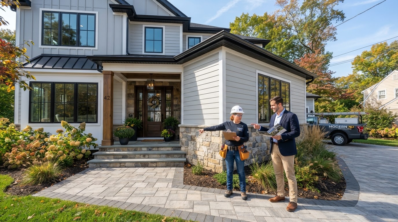 New Jersey home with a contractor evaluating repair work