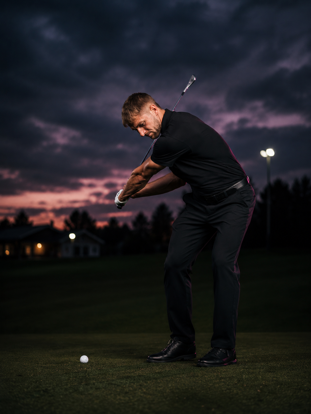 Stanley Garland coaching a golfer on the driving range