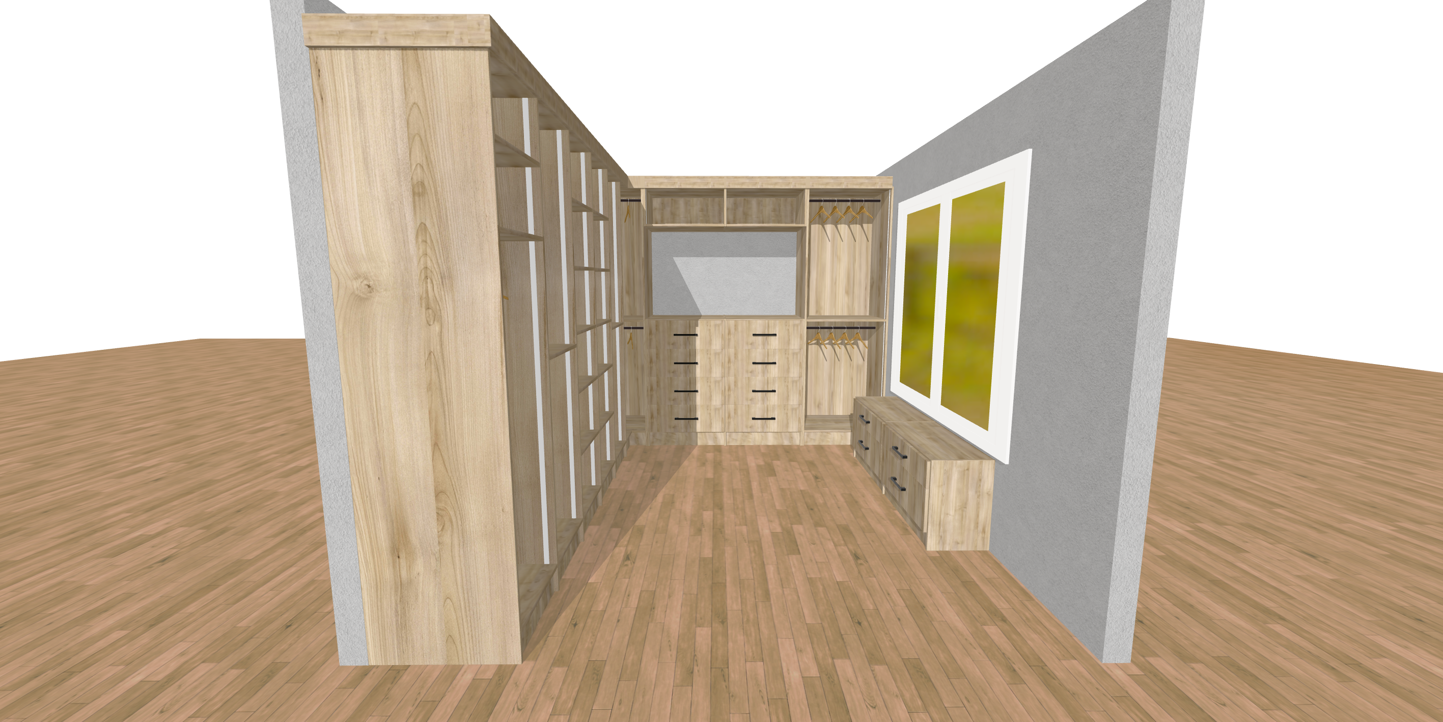 3D design render of a custom closet by New Jersey Doors & Closets