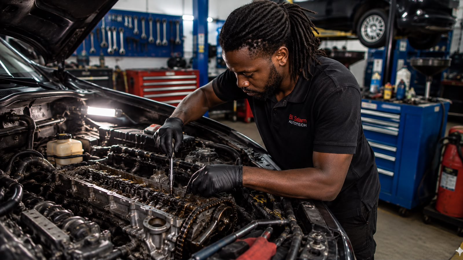 Bi Salam Autotech expert mechanic performing engine repair and diagnostics
