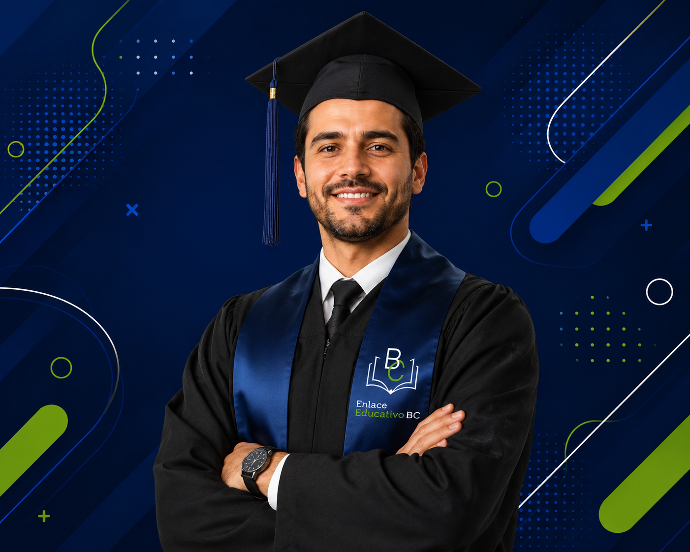 Egresado de Enlace Educativo BC con su certificación