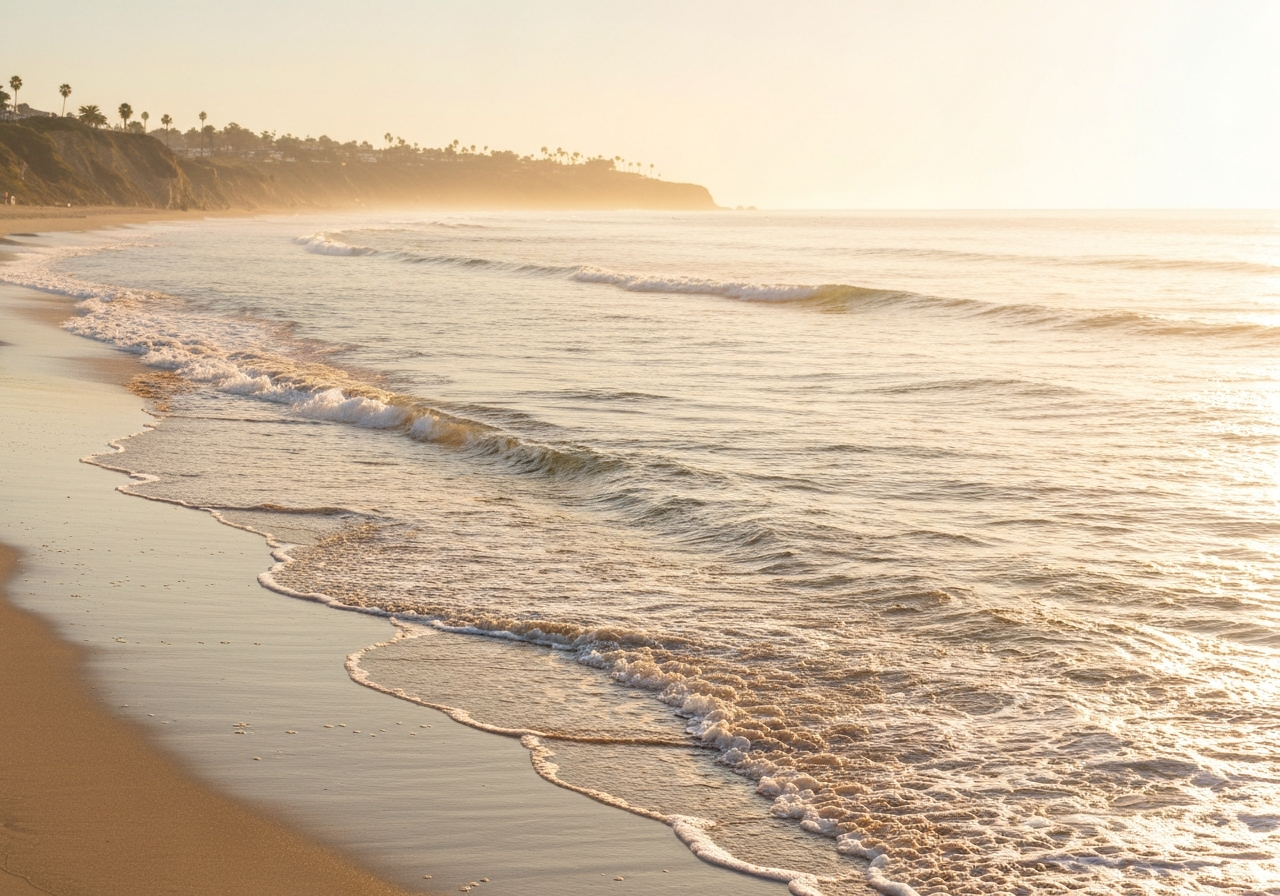 Serene coastal beach setting in Southern California