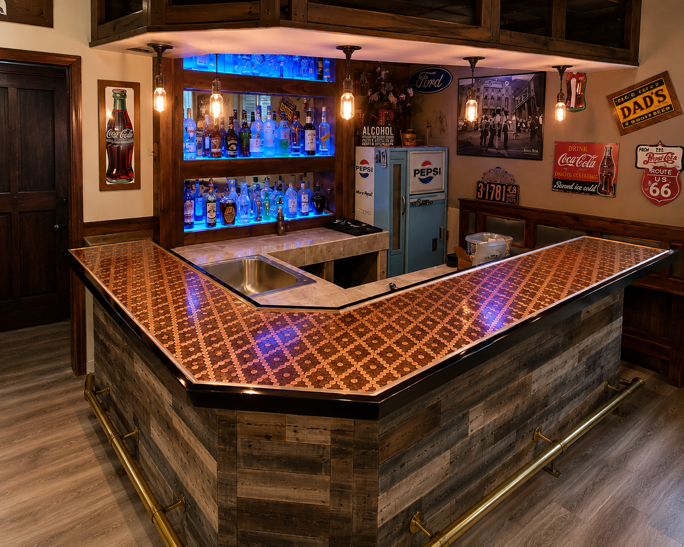 Custom Basement Bar in Buckeye, AZ Completed custom basement bar and entertainment area in Buckeye, AZ