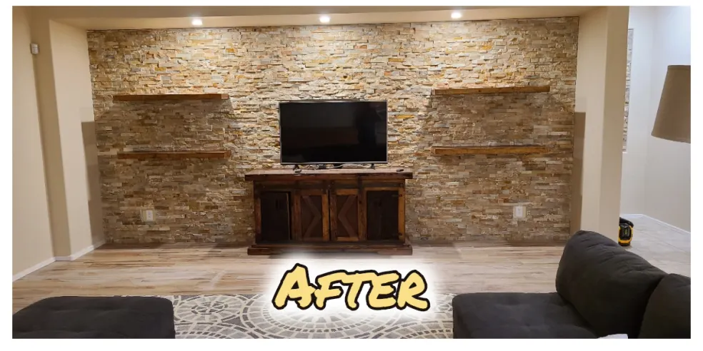 Stone Accent Wall in Avondale, AZ Completed stone accent wall installation in Avondale, AZ