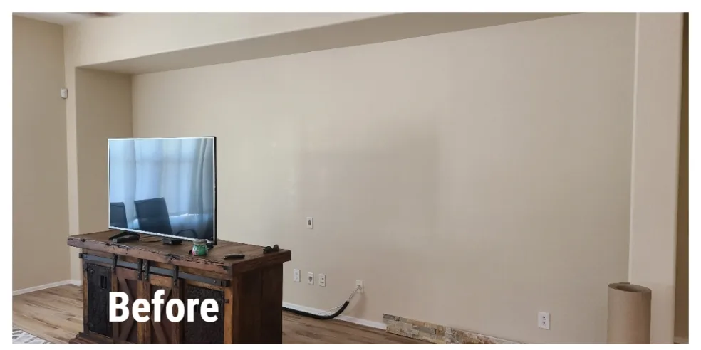 Living room wall before stone accent installation in Avondale, AZ