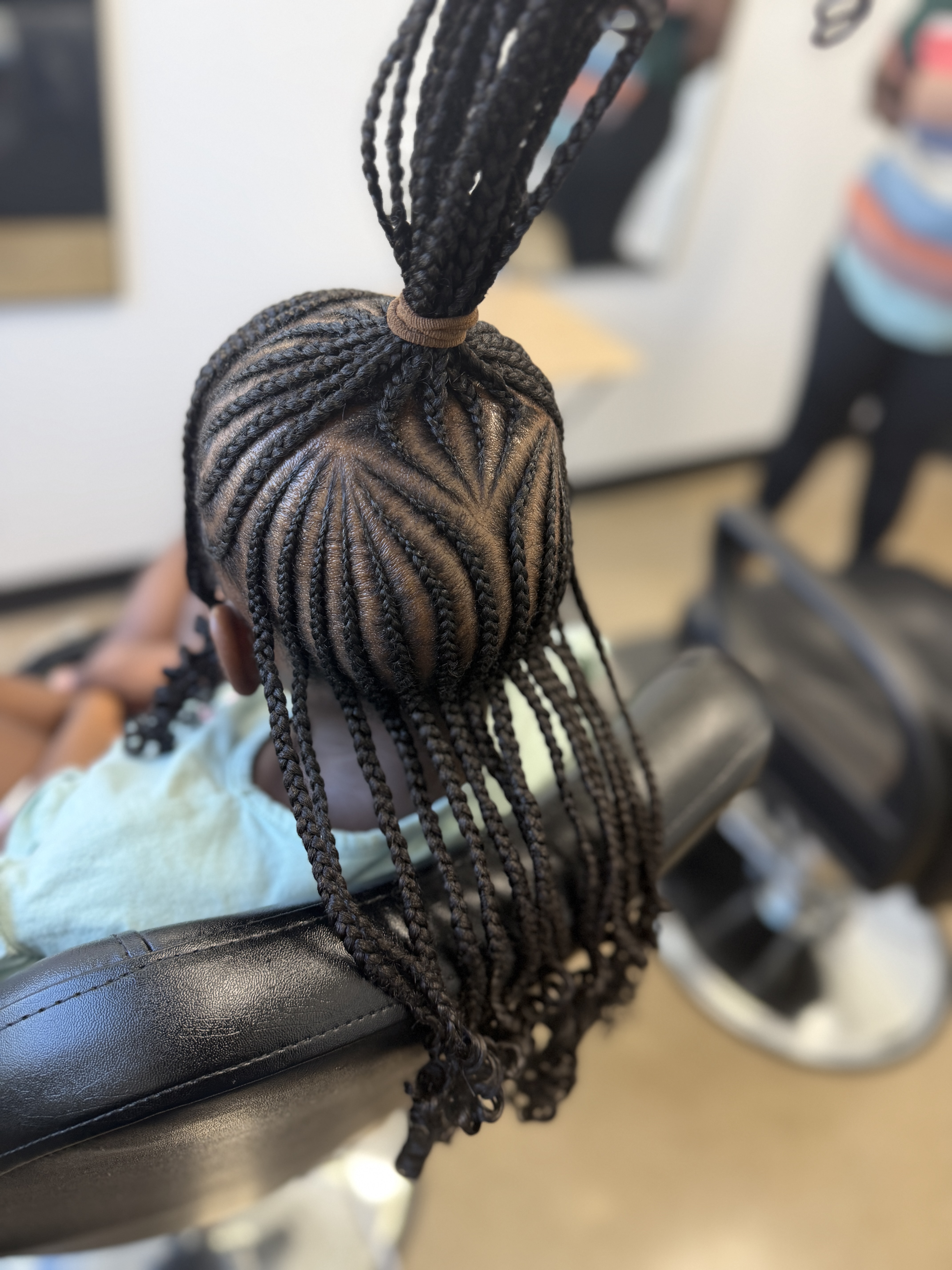 Stitch Cornrows Small Shoulder Length Girl Child Honey Bel Hair Fort Worth TX
