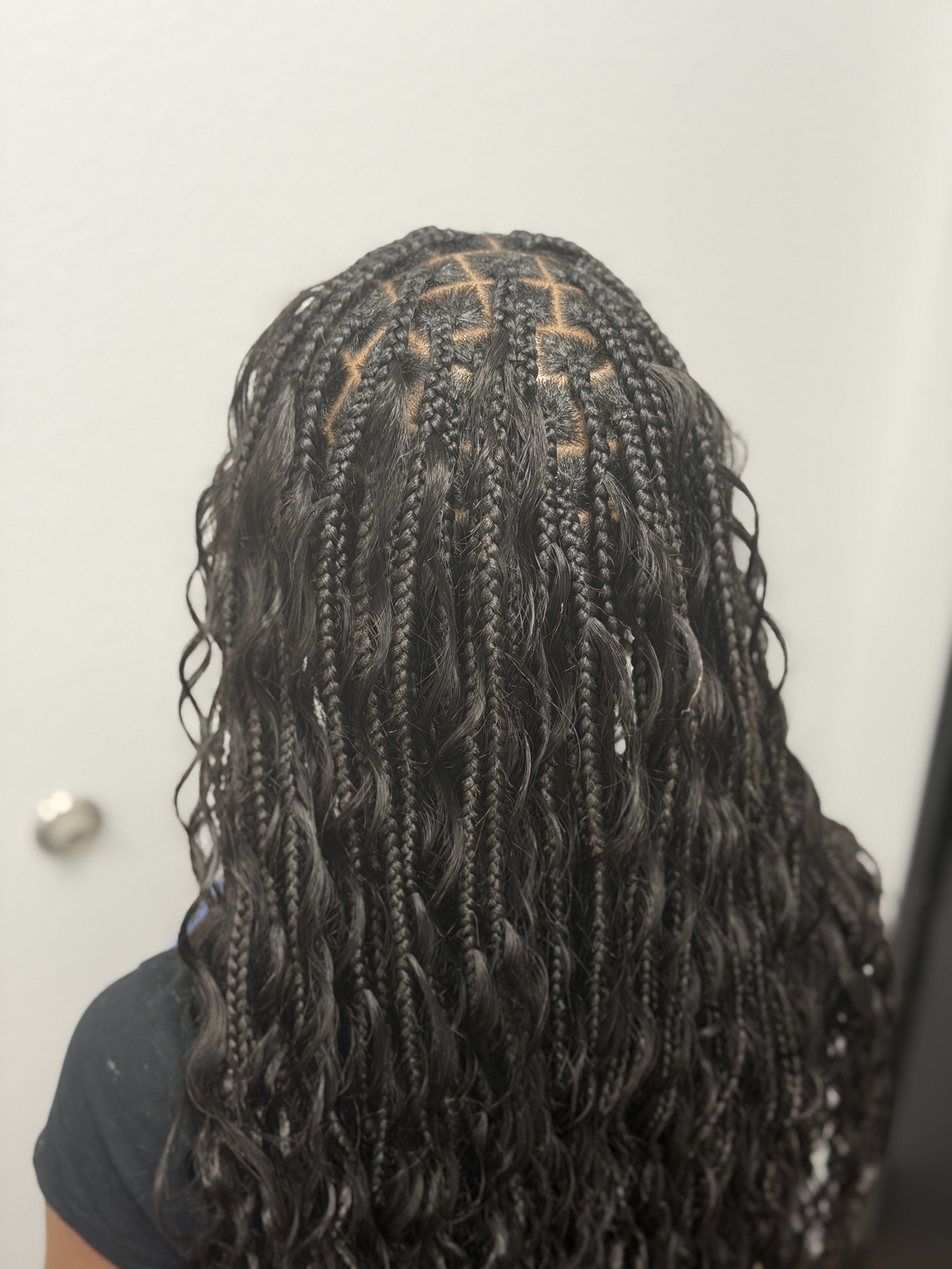 Bohemian Knotless Braids Small Mid Back Woman Adult Honey Bel Hair Fort Worth TX