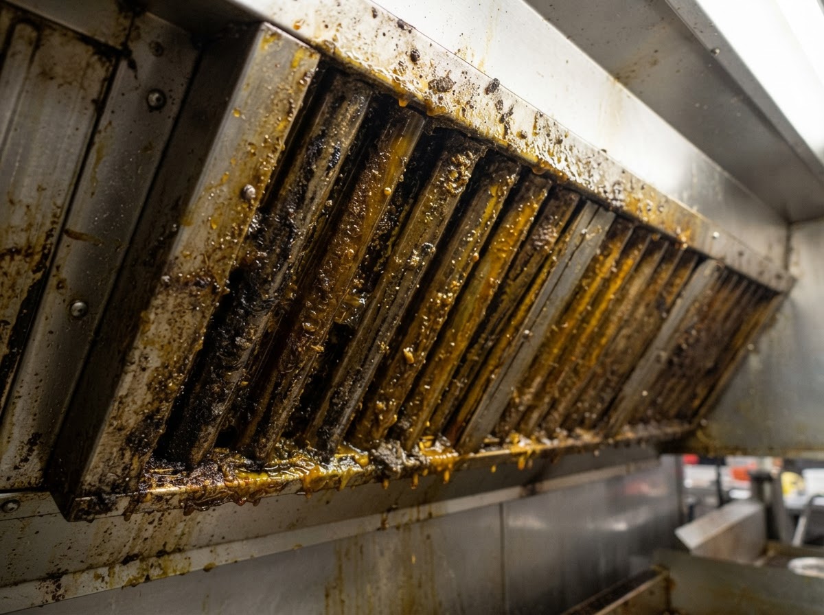 commercial kitchen hood filter cleaning McKinney TX clogged grease filters before cleaning