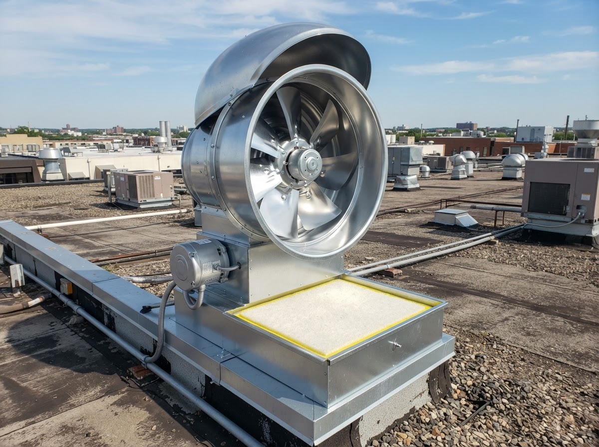 rooftop kitchen exhaust fan cleaning McKinney TX clean degreased fan housing after maintenance