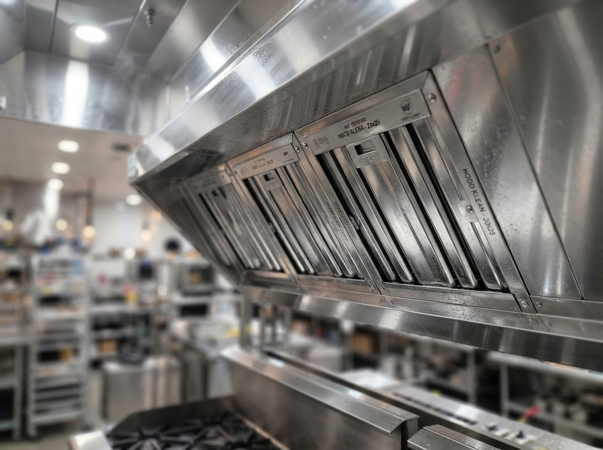 commercial kitchen hood filter cleaning McKinney TX polished stainless steel baffles after cleaning