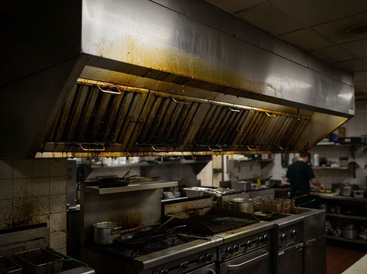 commercial kitchen hood cleaning McKinney TX heavy grease buildup before cleaning
