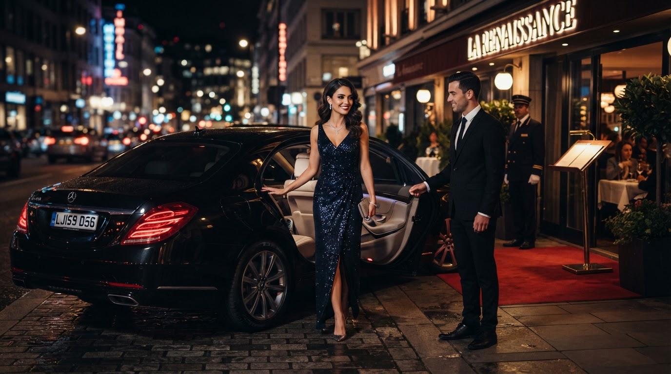 Luxury evening event transportation with a professional chauffeur in Phoenix