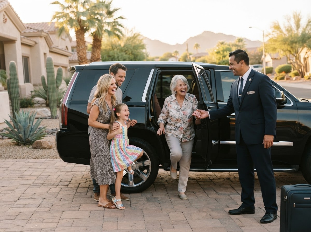 Helping Hands Network driver providing door-through-door transportation assistance for a Phoenix family