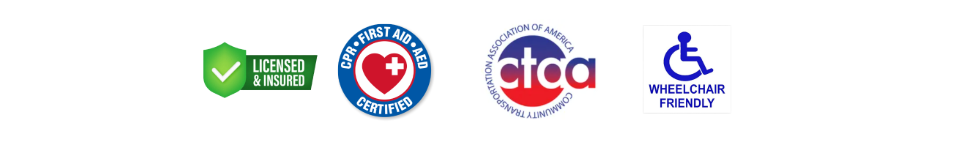 Good Samaritan NEMT certifications - Licensed & Insured, CPR First Aid AED Certified, CTCA Certified, Wheelchair Friendly