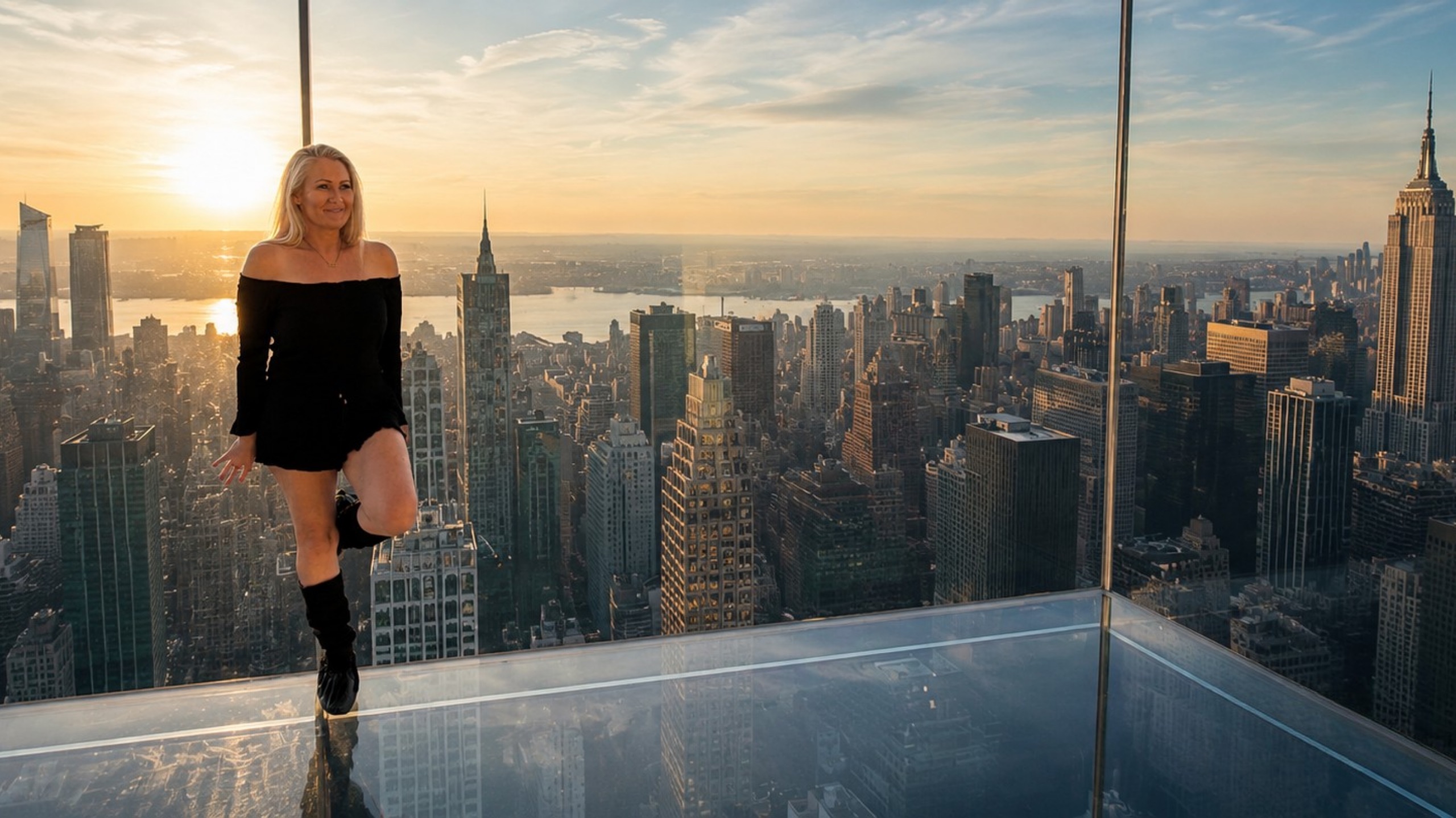 Lee Campbell overlooking the New York City skyline