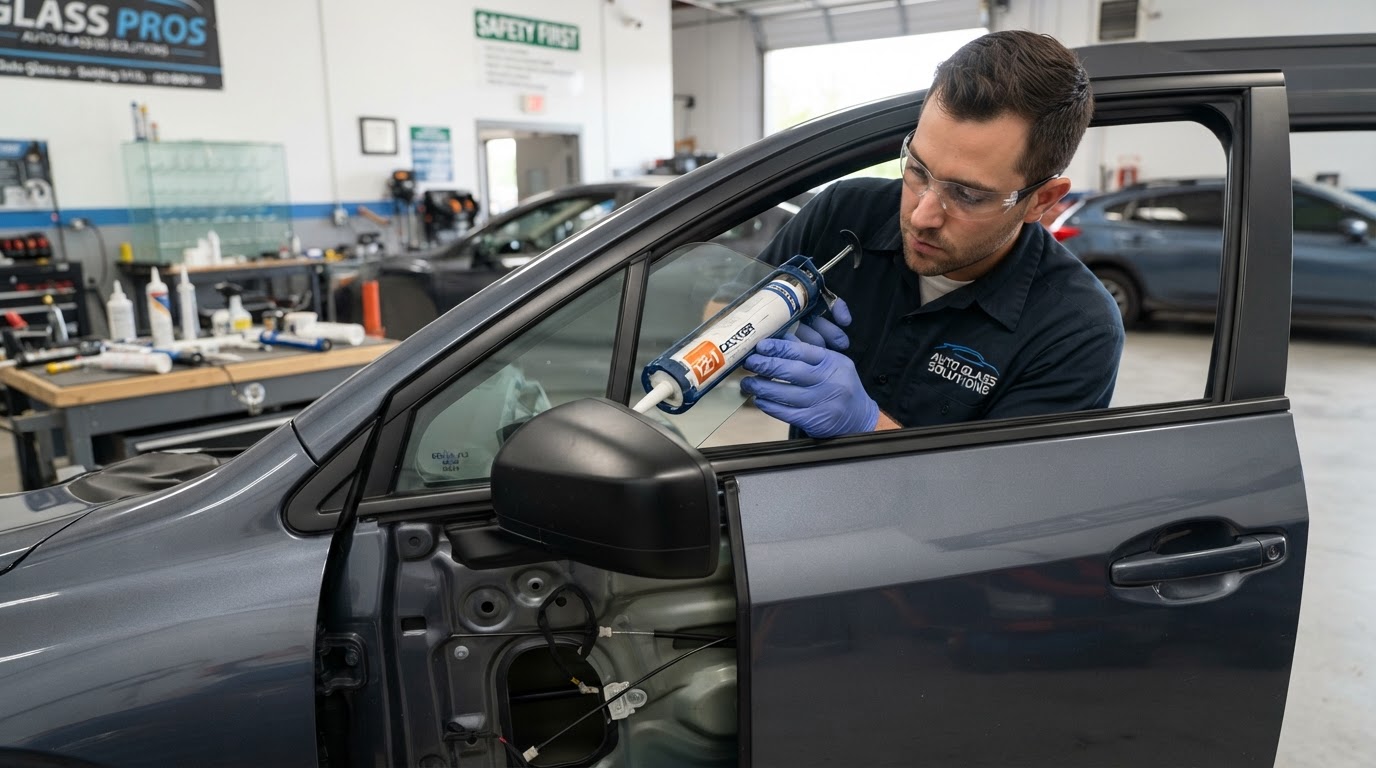 Vent glass replacement near side mirror on a vehicle in Irving Texas